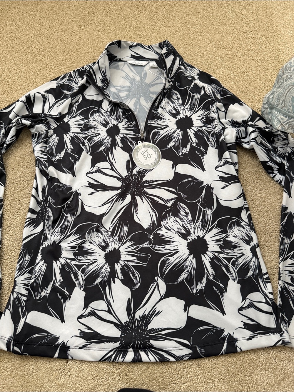 Lady Hagen Black & White Floral Long-Sleeve Pullover